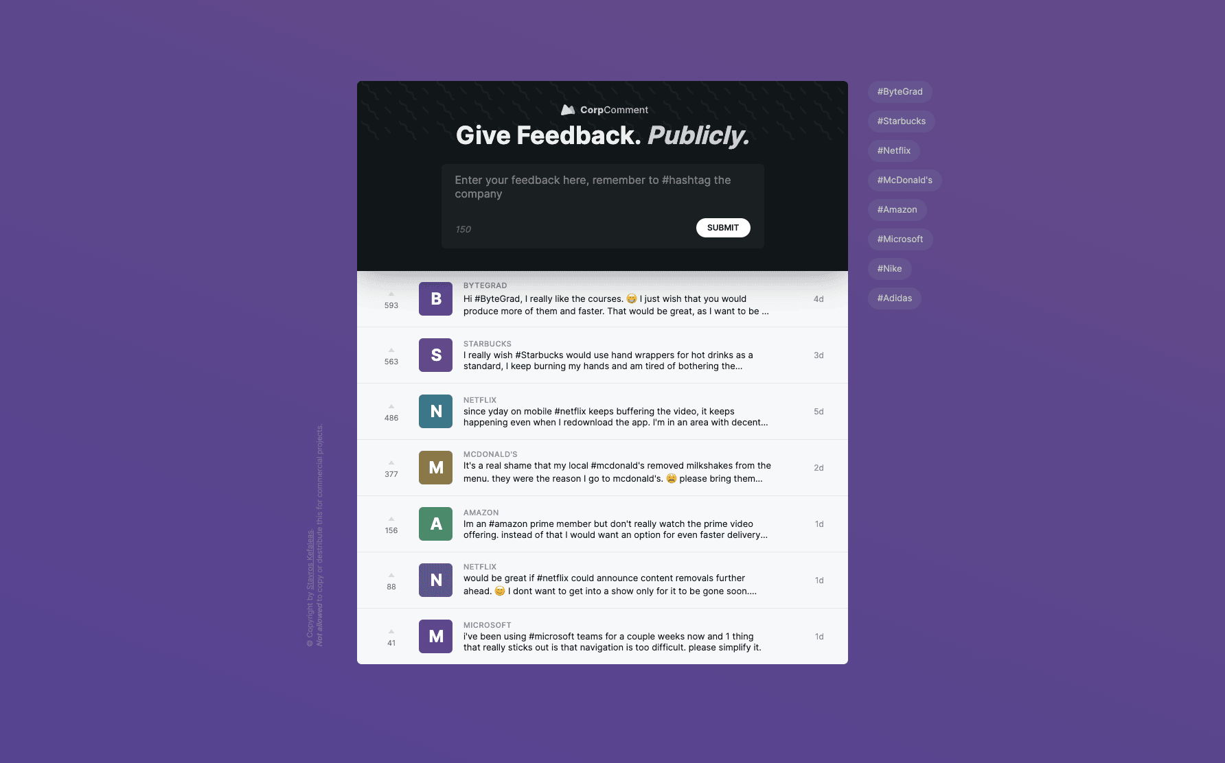 Corporate Feedback App preview