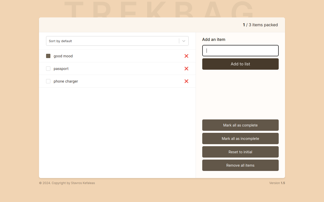 Trekbag Monitoring Application preview